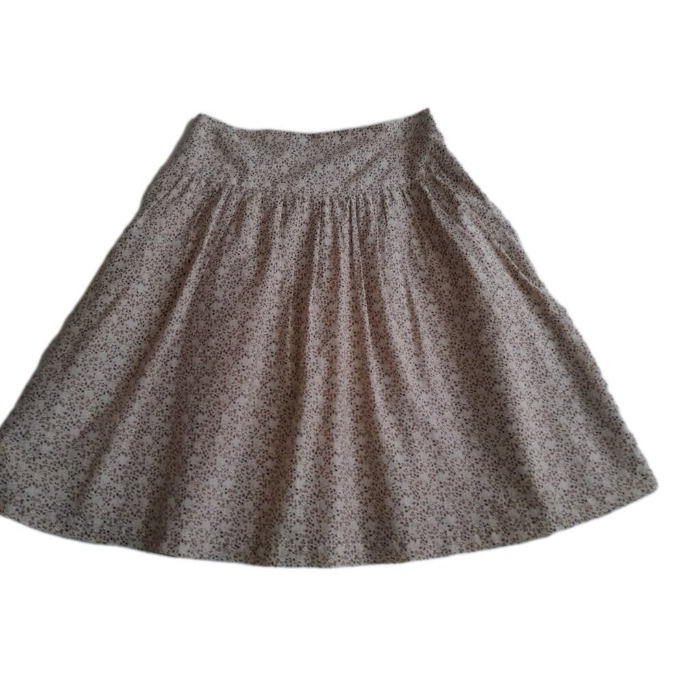 Womens Size 4 Floral Ditsy Silk Blend Peasant Pleated Fully Lined Summer Skirt